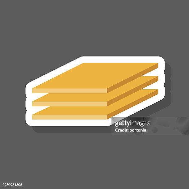 sliced american cheese sticker icon - processed cheese stock illustrations