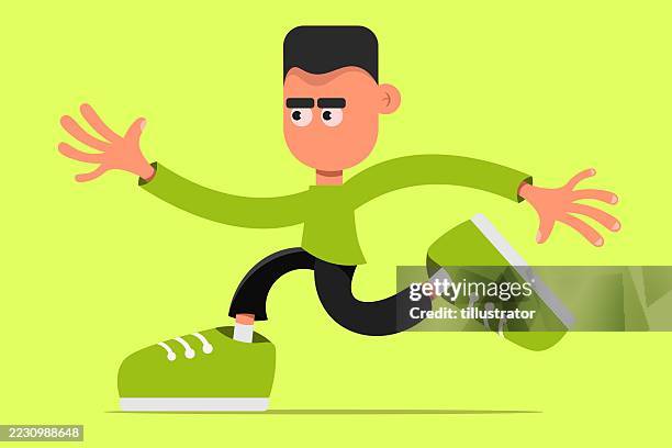 illustrations, cliparts, dessins animés et icônes de design garçon personnage en mouvement - caricature