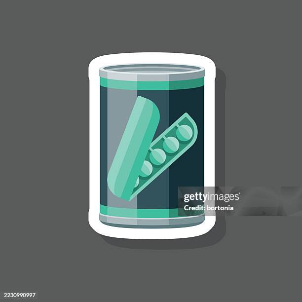 canned peas sticker icon - green pea soup stock illustrations