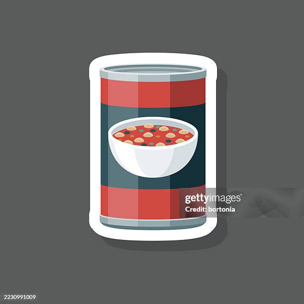 canned soup sticker icon - minestrone stock illustrations