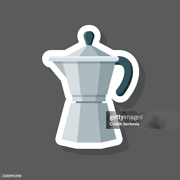stovetop coffee maker pot sticker icon - coffee machine isolated stock illustrations
