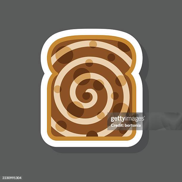 swirled rye bread sticker icon - cinnamon bread stock illustrations