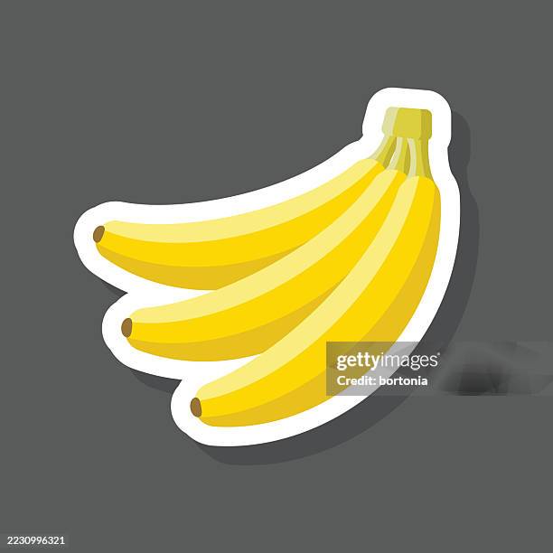 banana fruit sticker icon - banana stock illustrations
