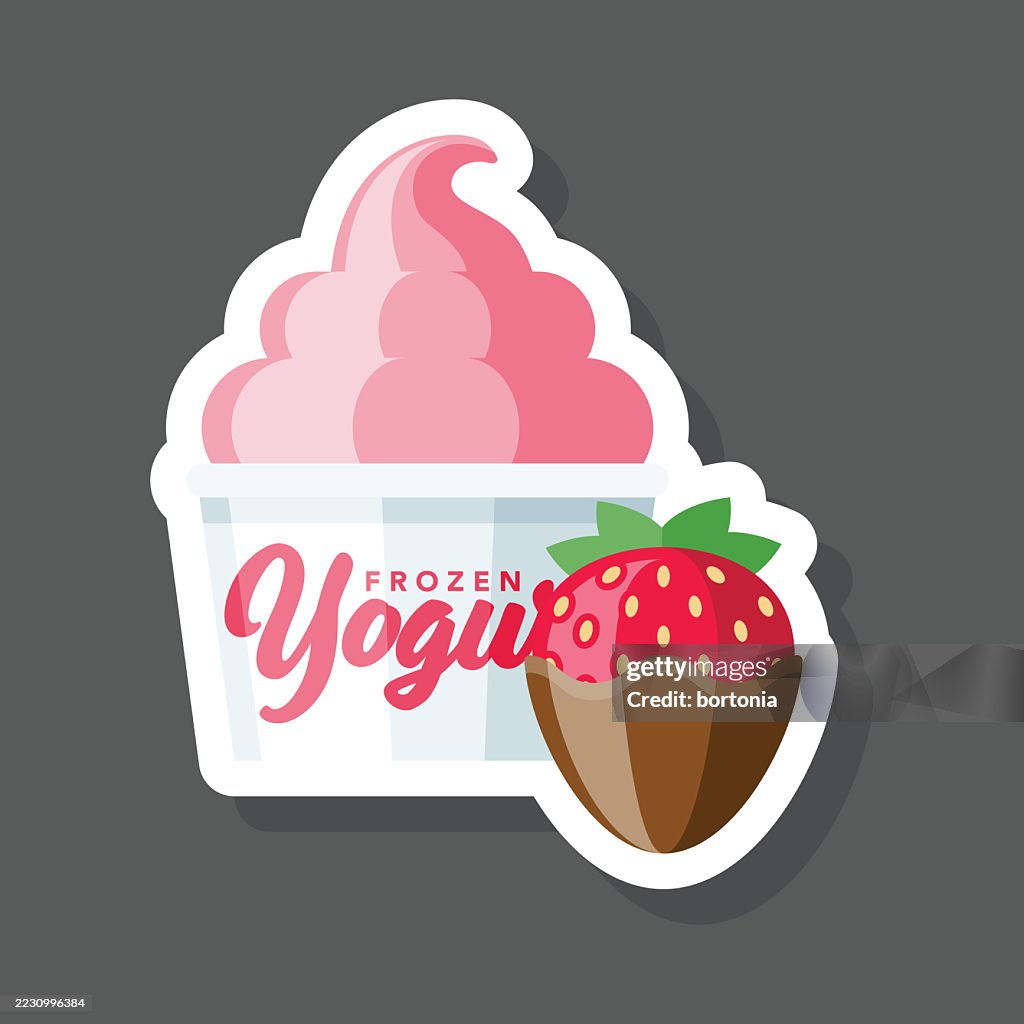 Chocolate Strawberry Frozen Yogurt Sticker Icon