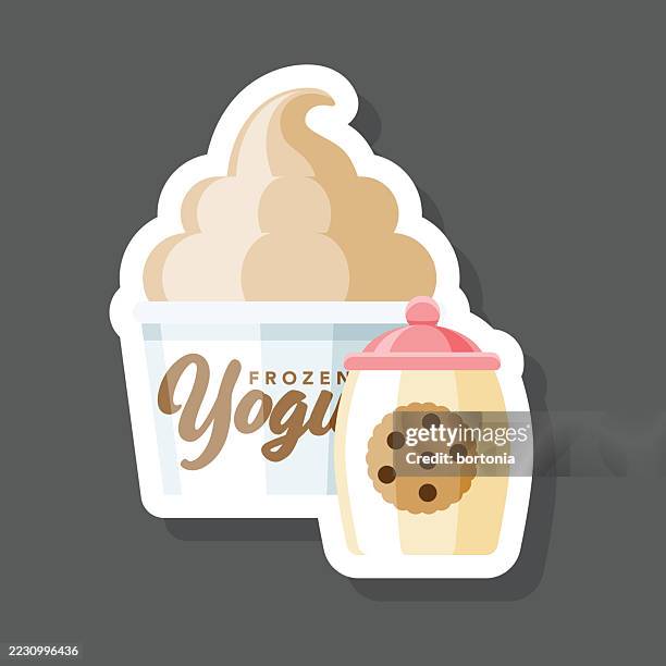 cookie frozen yogurt sticker icon - yoghurt pot stock illustrations