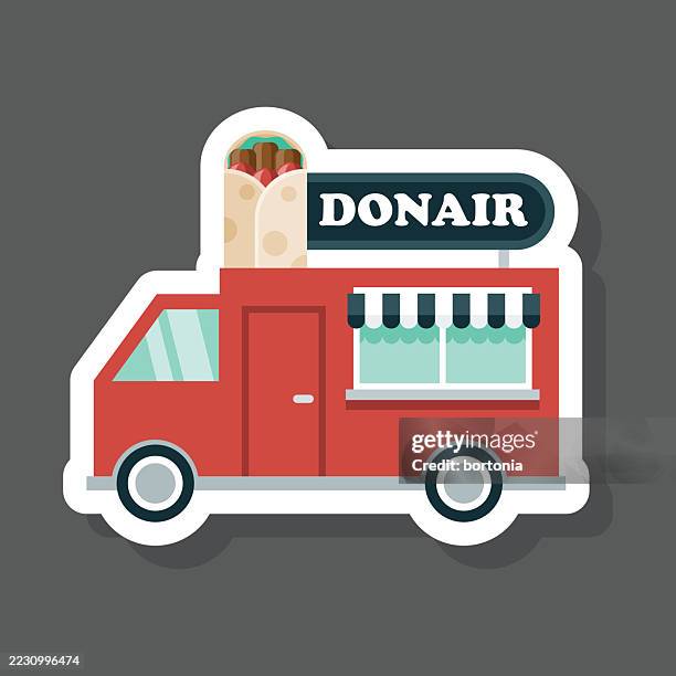 donair food truck sticker icon - moroccan food stock illustrations