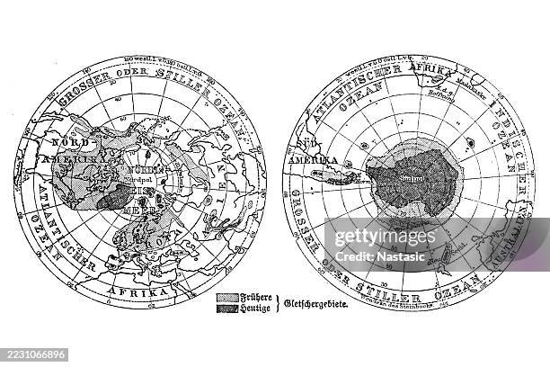 the main former and present glacial areas of the earth. 1895 - terminal moraine stock illustrations