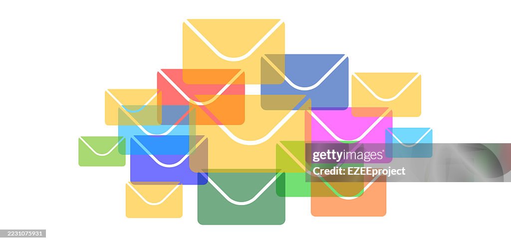 Email Envelope Color Colorful Overlapping Email Envelopes Vector Communication And ...