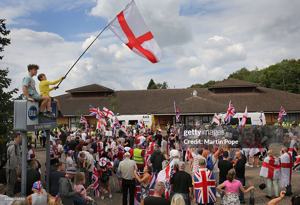 Anti-migrant Hotel Protest And Counter-Protests Take Place Across The UK