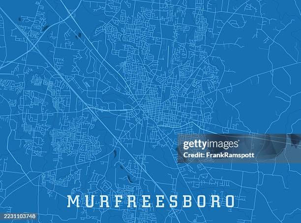 murfreesboro tn city vector road map blue horizontal - murfreesboro tennessee stock illustrations