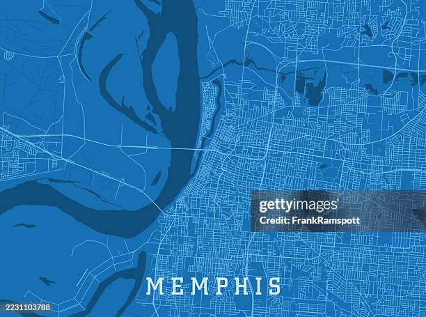 memphis tn city vector road map blue horizontal - mississippi river stock illustrations