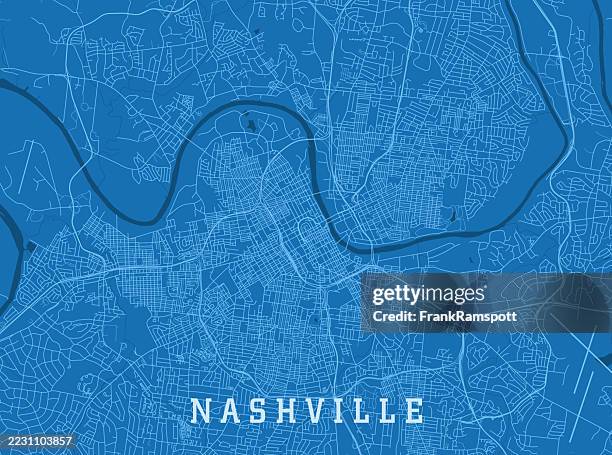 ilustraciones, imágenes clip art, dibujos animados e iconos de stock de nashville tn city vector road map azul horizontal - nashville