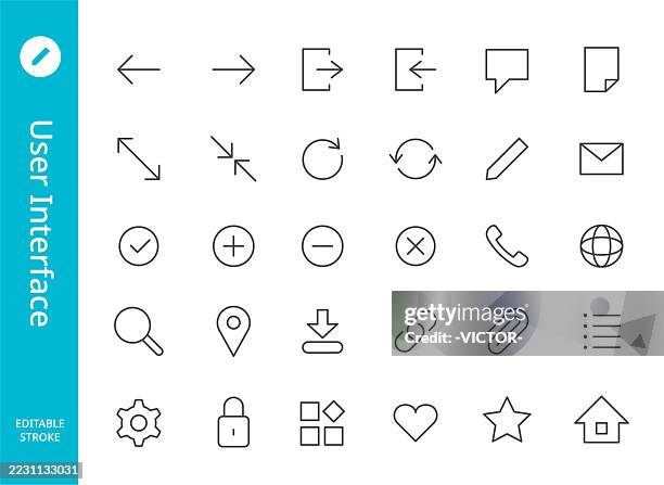 user interface icons - line series - copy edit stock illustrations