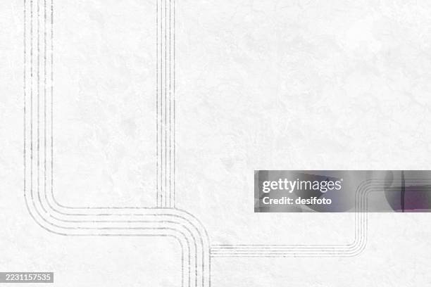 gray color drawn sketch drawing of connected curved stripes network or connection of pipes, abstract mock map plan of building plan over textured smudged white paper vector background, like zigzag, troughs and crests of striped lines with copy space - crossroad stock illustrations