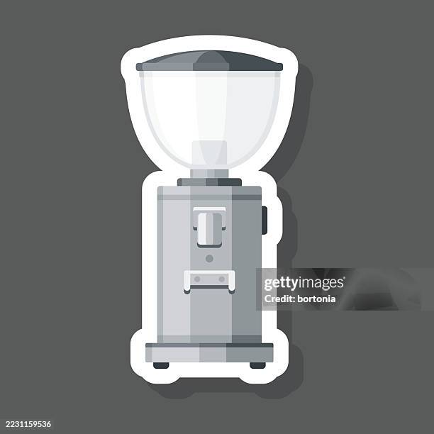 coffee grinder espresso making sticker icon - making coffee kitchen stock illustrations