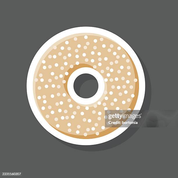 powdered donut sticker icon - bread dough stock illustrations