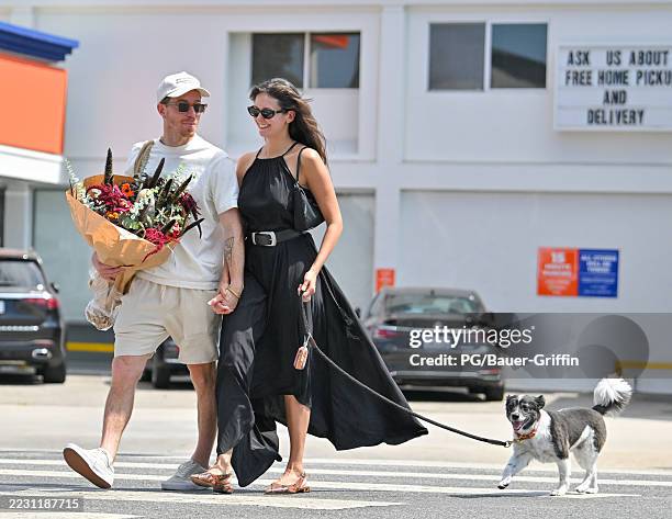 Shaun White and Nina Dobrev are seen on August 24, 2025 in Los Angeles, California.