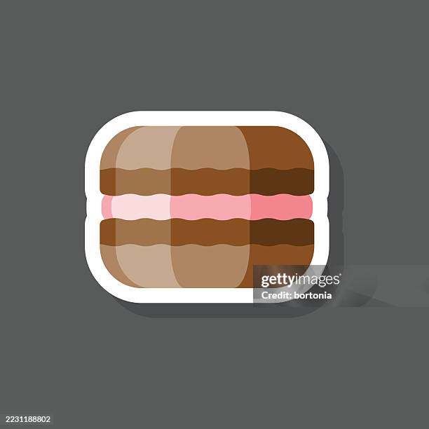 chocolate macaron sticker icon - french macaroons stock illustrations
