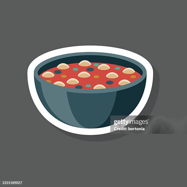 minestrone italian food sticker icon - minestrone stock illustrations