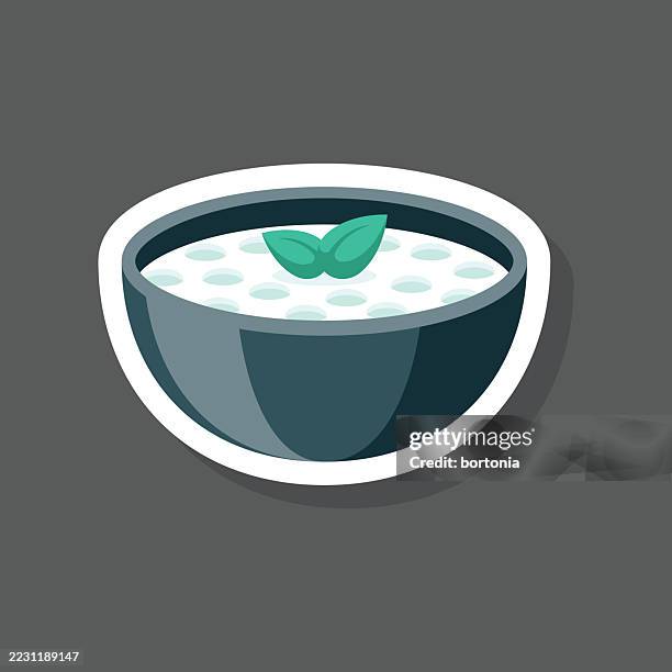 raita indian food sticker icon - cucumber soup stock illustrations