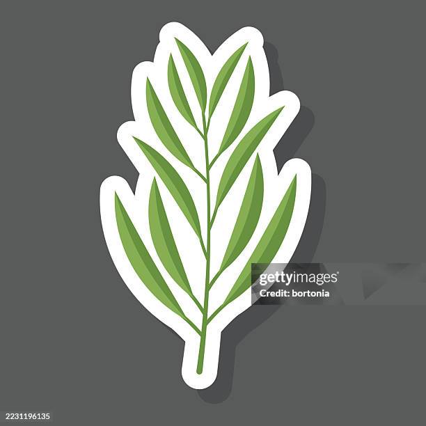stockillustraties, clipart, cartoons en iconen met tarragon herb sticker icon - dragon