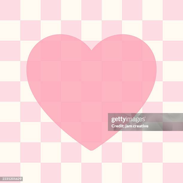 candy pink and cream checked valentine greeting template with heart icon - candy heart stock illustrations