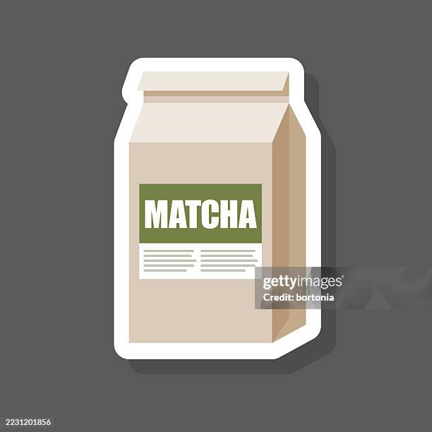 matcha tea sticker icon - matcha tea stock illustrations