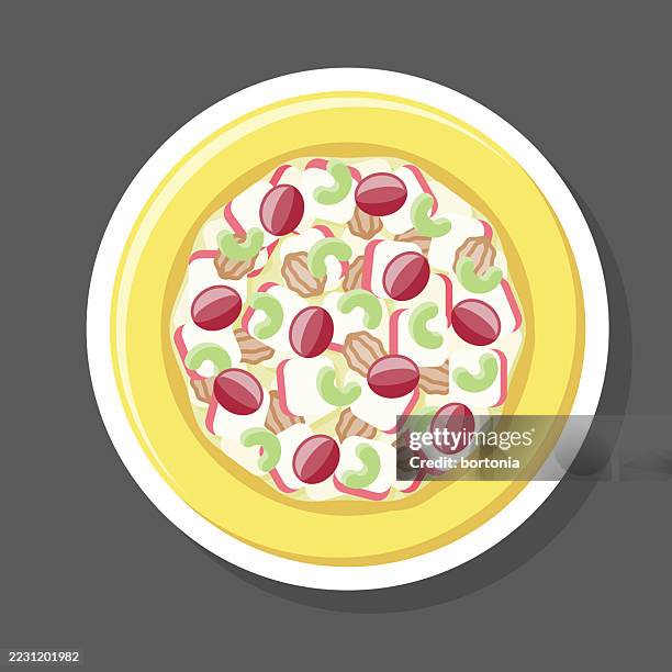 waldorf salad sticker icon - souffle stock illustrations