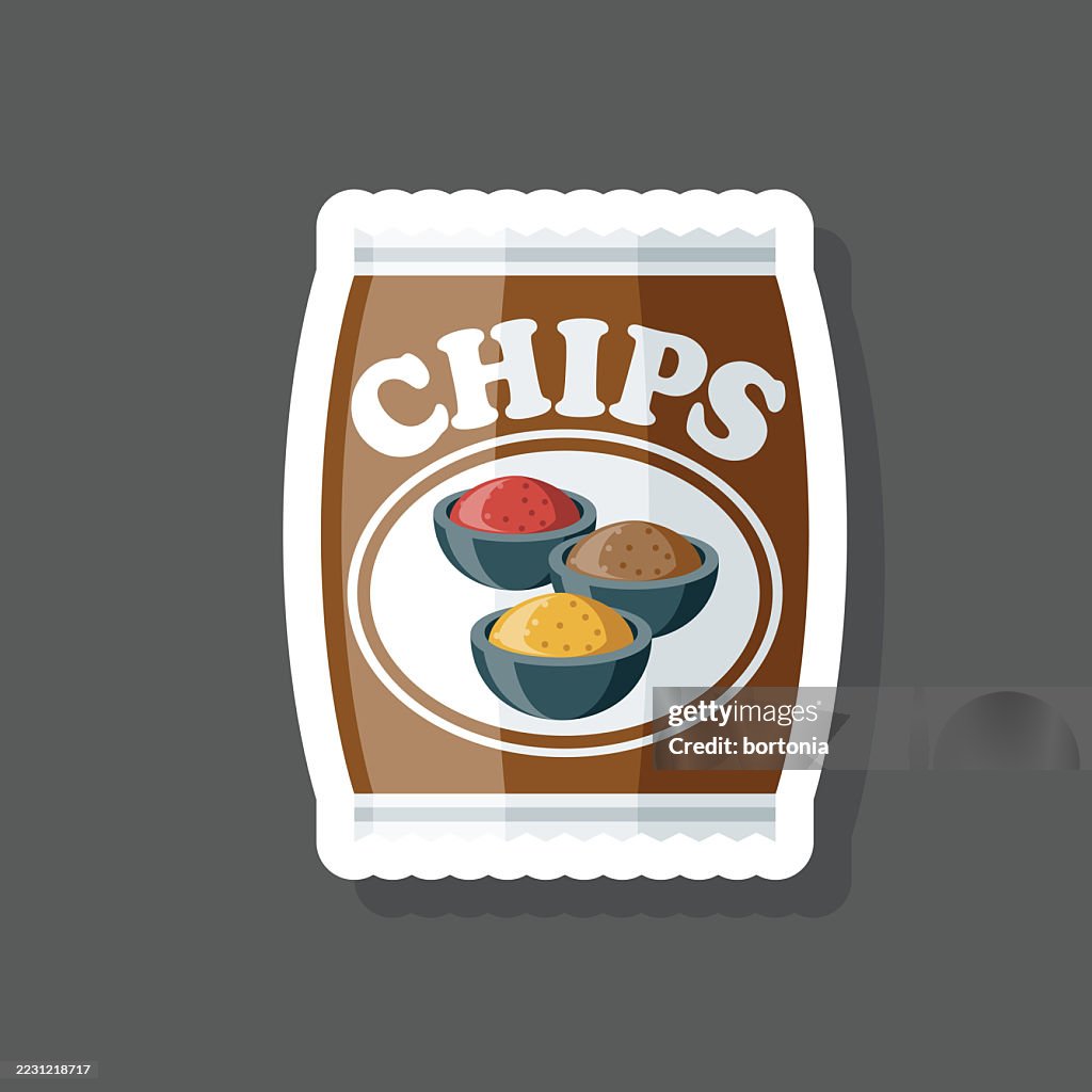 Icono de pegatina de papas fritas con sabor a curry