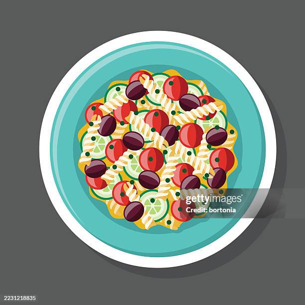 pasta salad sticker icon - pasta stock illustrations