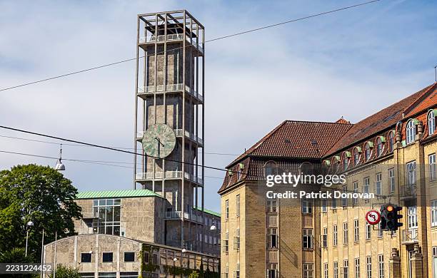 aarhus city hall, aarhus, denmark - clock tower stock pictures, royalty-free photos & images
