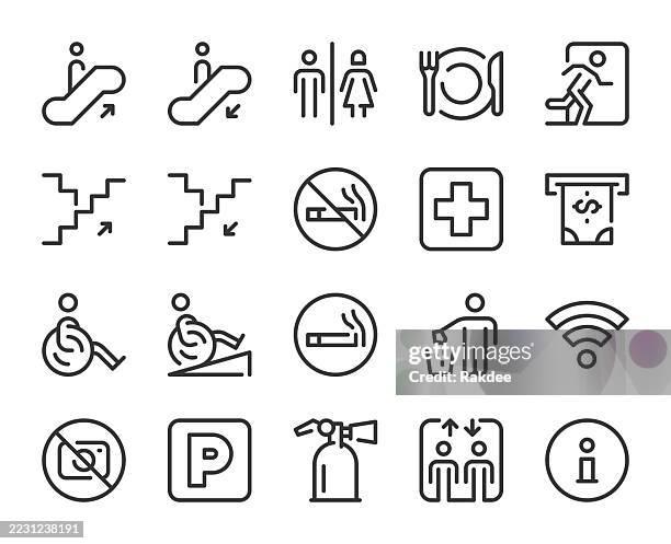 public navigation sign - line icons - no photographs sign stock illustrations