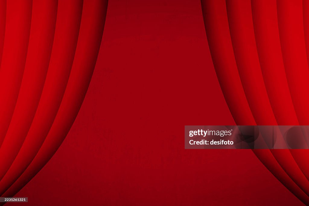 Blank empty plain solid dark red maroon color coloured painted textured effect rough old fashioned retro style plain classic drapes or stage theatre pleated curtains for red carpet awards event wallpaper horizontal vector backgrounds