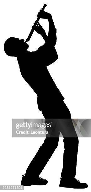 ilustrações de stock, clip art, desenhos animados e ícones de man playing recorder - flauta-instrumento-de-sopro-de-madeira