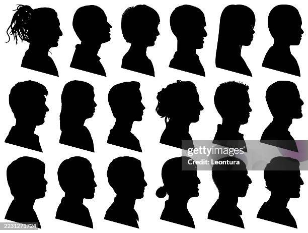 ilustraciones, imágenes clip art, dibujos animados e iconos de stock de siluetas de perfil - mujeres jóvenes