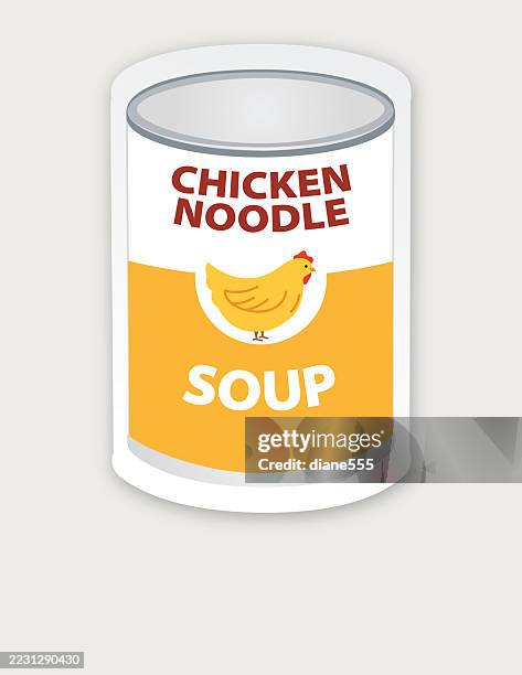 cute canned chicken noodle soup sticker - chicken soup stock illustrations