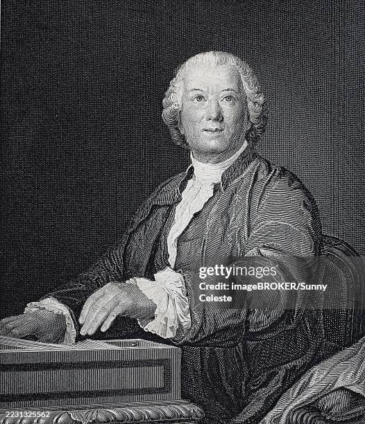 christoph willibald gluck, from 1756 ritter von gluck (born 2 july 1714 in erasbach, upper palatinate, died 15 november 1787 in vienna), german composer, portrait of a man in historical dress, serious face, black and white style, digitally restored reprod - christoph willibald gluck stock illustrations