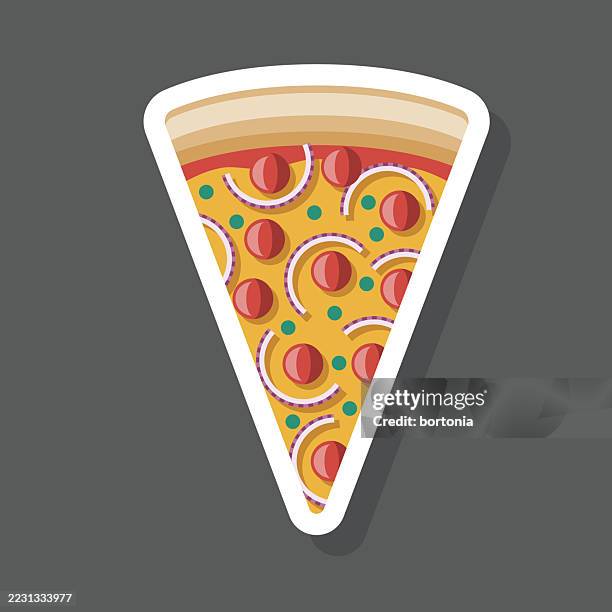 bruschetta pizza slice sticker icon - bruschetta stock illustrations