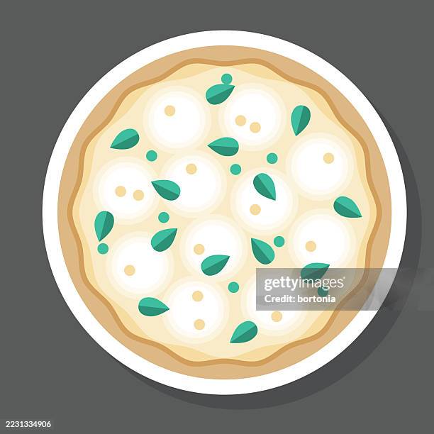 white pizza sticker icon - alfredo stock illustrations