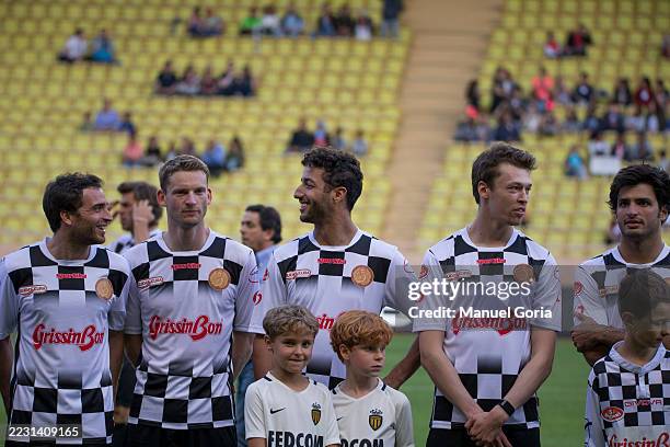 Monte Carlo, Monaco. Tuesday 23 May 2017. Jerome d'Ambrosio , Mario Engel , Daniel Ricciardo Red Bull Racing, Daniil Kvyat Scuderia Toro Rosso and...