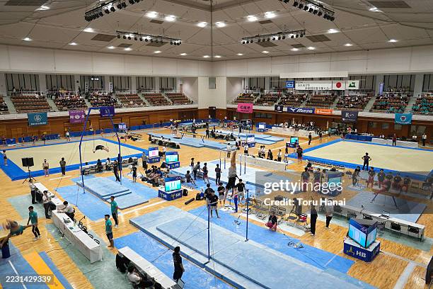 General view of the 79th All Japan Intercollegiate Artistic Gymnastics Championships at Aomori Martial Arts Hall on August 22, 2025 in Hirosaki,...