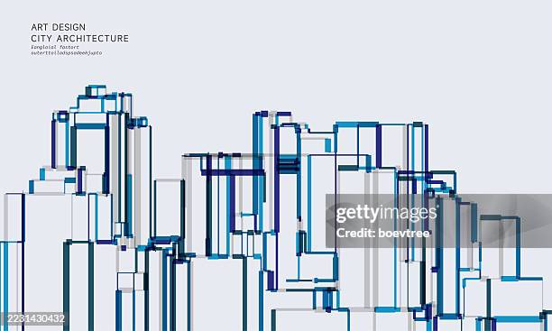 abstract colors line architecture background - digital city stock illustrations