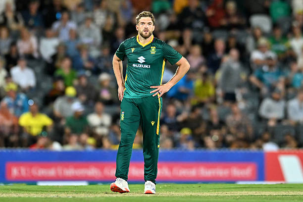 Wiaan Mulder of South Africa reacts during game two of the One Day International Series between Australia and South Arica at Great Barrier Reef Arena...
