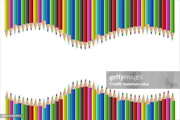 colored pencil frame with white copy space - rainbow colouring stock illustrations