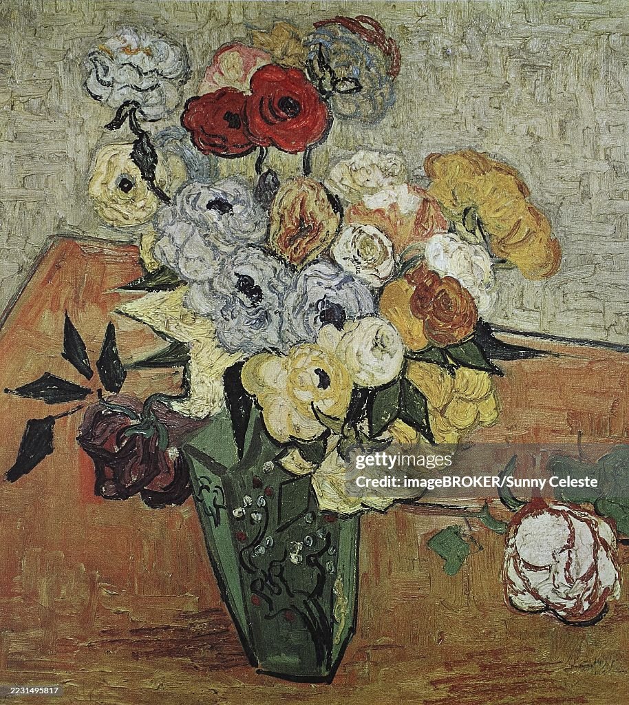 Roses and Anemones, painting by Vincent Willem van Gogh. Dutch painter and draughtsman, digital reproduction of an original 19th century painting, historical
