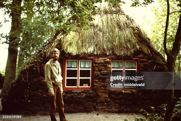 young man having his vacation in the seventies. - 1970-1979 stock pictures, royalty-free photos & images