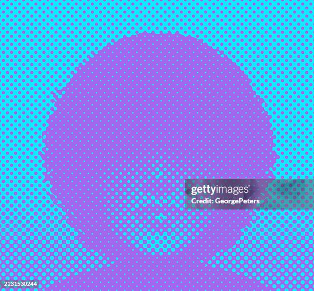 retro female face with afro hairstyle - neon portrait stock illustrations