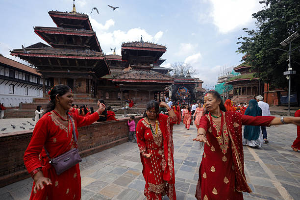 Fasting Nepali Hindu women dance in Kathmandu, Nepal, on August 26 while observing the festival of Teej. Women on this third day of the dark half of...