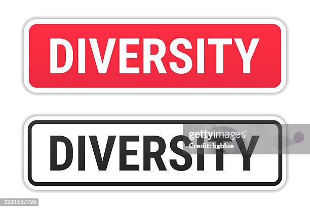 diversity - red and black labels on white background - age gap stock illustrations