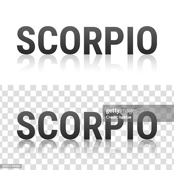 scorpio - text with reflection on transparent background - scorpion stock illustrations
